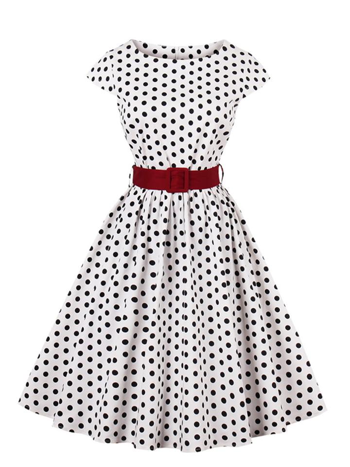 Shein Spot Circle Dress With Belt