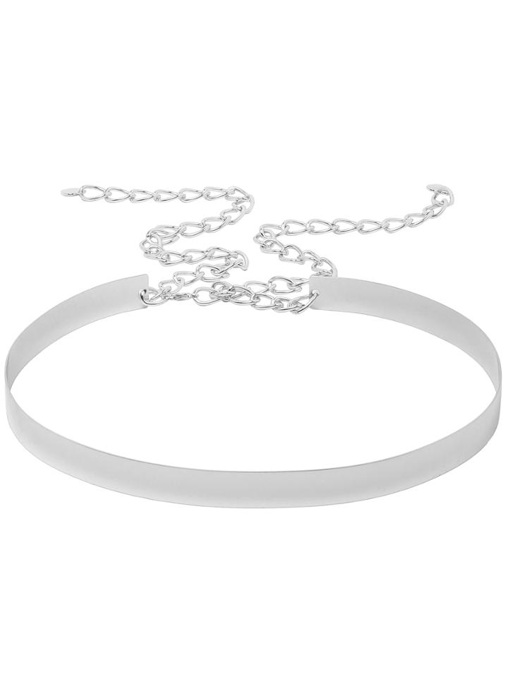 Shein Silver Metal Belt With Chain And Clasp Closure