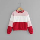 Shein Girls Cut And Sew Striped Pullover