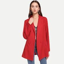 Shein Button Front Solid Notched Neck Blazer