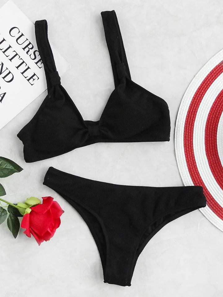 Shein Knot Detail Beach Bikini Set