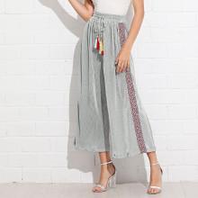 Shein Drawstring Waist Fringe Pants