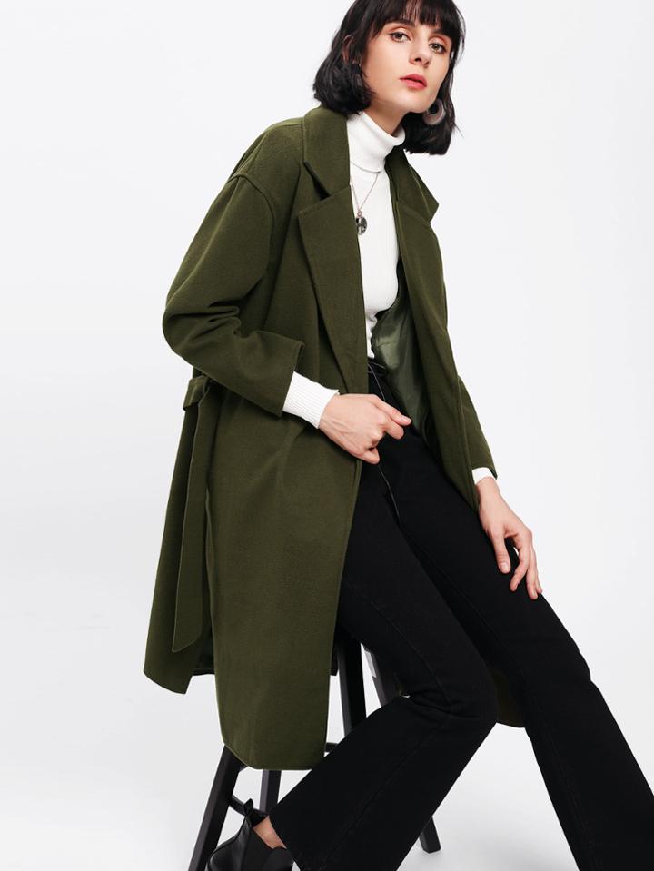 Shein Drop Shoulder Self Tie Coat