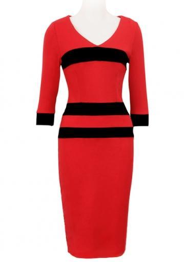 Rosewe Fashion Half Sleeve Color Patchwork V Neck Bodycon Dress