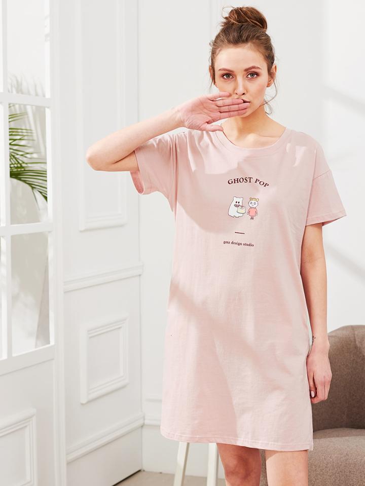 Shein Cartoon & Letter Print Dress