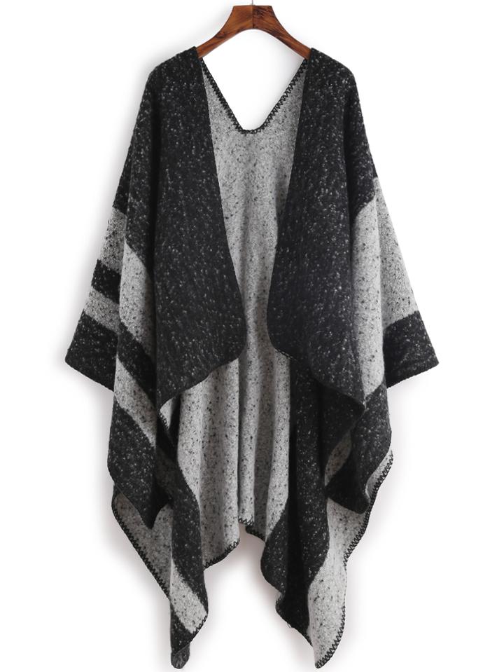 Shein Black Mottled Stripe Shawl Scarf