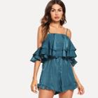 Shein Layered Ruffle Solid Cami Jumpsuit