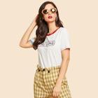 Shein Letter Front Ringer Tee