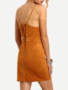 Shein Faux Suede Lace-up Back Cami Dress