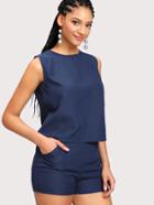 Shein Chambray Tank Top With Shorts