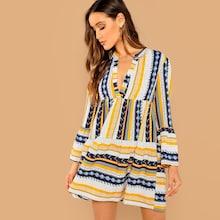 Shein V-cut Neck Flounce Sleeve Dress