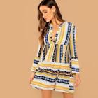 Shein V-cut Neck Flounce Sleeve Dress
