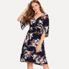 Shein V Neck Flutter Sleeve Floral Dress