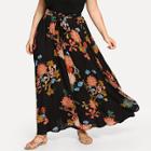Shein Plus Self Belted Floral Skirt
