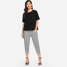 Shein Basic Tee And Gingham Pants