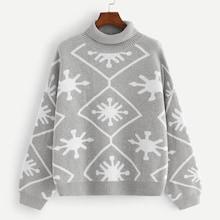 Shein Mixed Print Turtle Neck Sweater