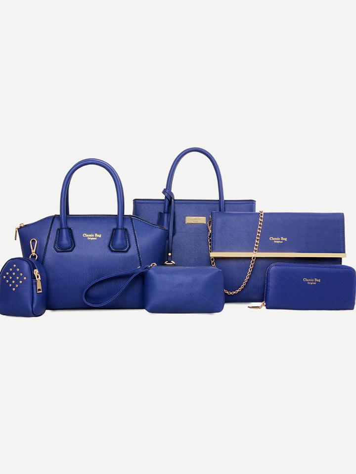 Shein Faux Leather 6pcs Bag Set - Royal Blue
