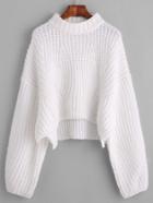 Shein Drop Shoulder Lantern Sleeve Crop Sweater