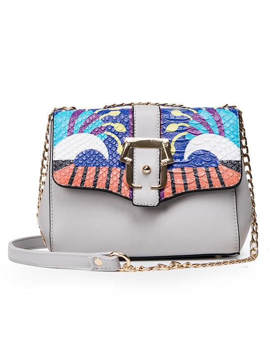 Shein Crocodile Embossed Printed Flap Bag - Grey