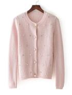 Shein Faux Pearl Embellished Slim Fit Cardigan