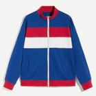 Shein Men Color-block Mock-neck Zipper Up Sweatshirt