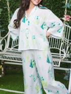 Shein Cactus Print Shirt & Wide Leg Pants Pj Set