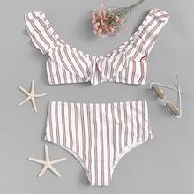 Shein Random Striped Ruffle Bikini Set