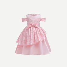 Shein Toddler Girls Bow Front Contrast Lace Dress