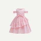 Shein Toddler Girls Bow Front Contrast Lace Dress