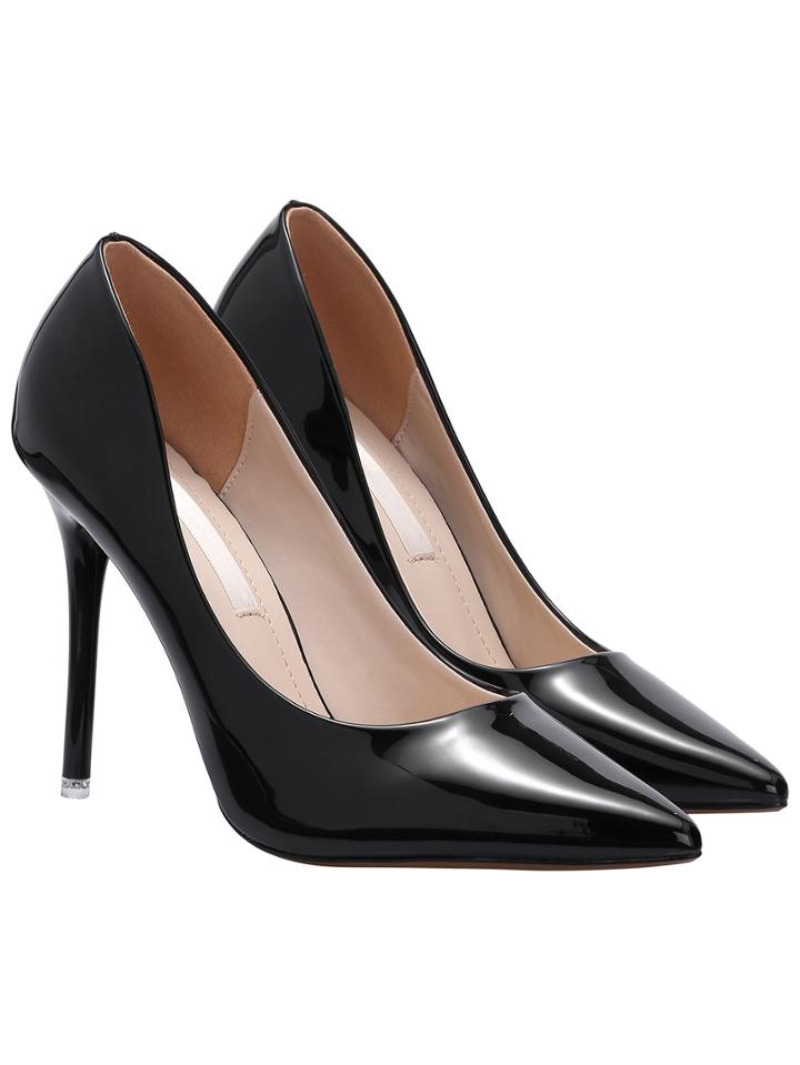 Shein Black Point Toe High Stiletto Heel Pumps