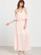 Shein Pink Cold Shoulder Layered Fly Away Dress