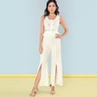 Shein Button Accent Split Hem Jumpsuit