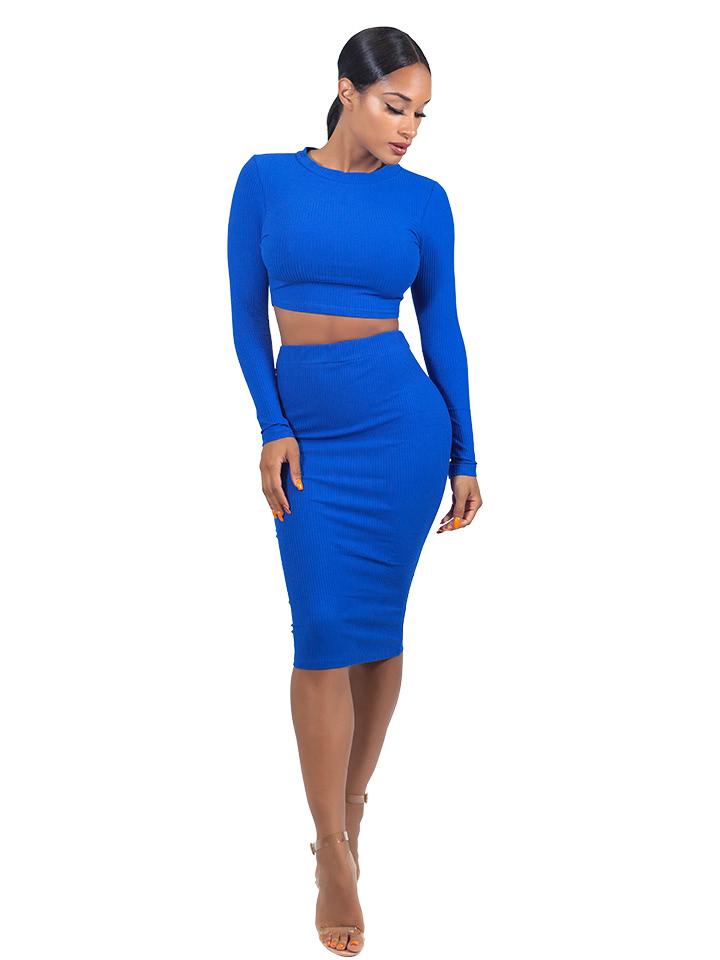 Shein Ribbed Crop Tee With Skirt