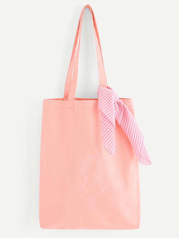 Shein Scarf Detail Canvas Shoulder Bag