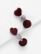 Shein Pom Pom & Heart Design Drop Earrings