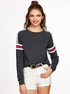 Shein Varsity Striped Raglan Sleeve Sweatshirt