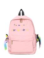 Shein Bow Tie Slogan Embroidered Backpack