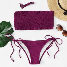 Shein Side Tie Shirred Bikini Set