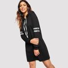 Shein Contrast Sequin Drawstring Hoodie Dress