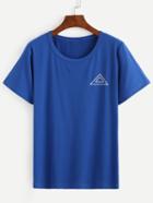 Shein Blue Triangle Print T-shirt