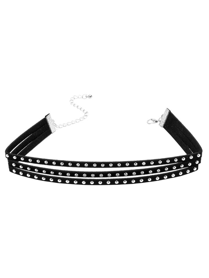 Shein Black Triple Layer Studded Choker Necklace