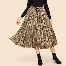 Shein Drawstring Waist Leopard Print Skirt