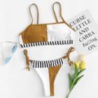 Shein Two Tone Striped Hem Bikini Set
