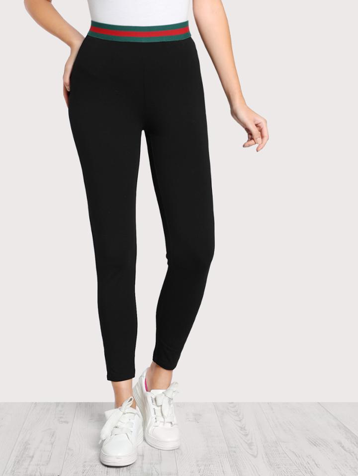 Shein Striped Waistband Leggings