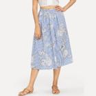 Shein Floral Print Striped Skirt