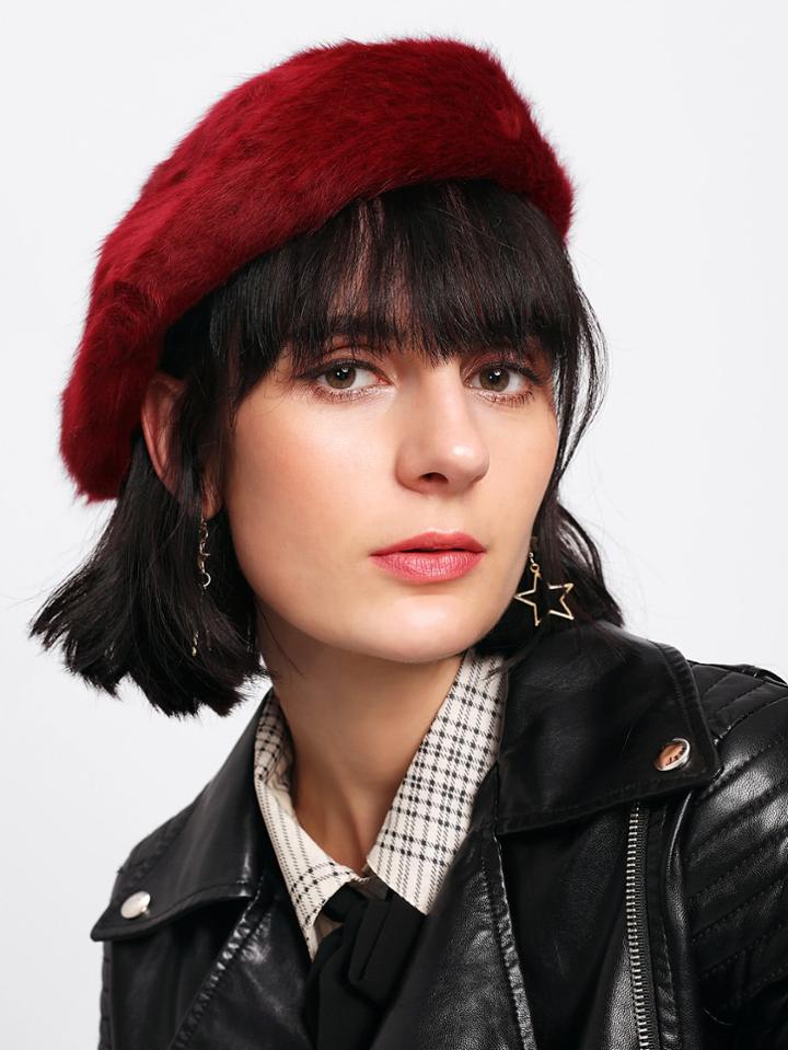 Shein Faux Fur Beret Cap