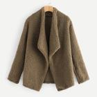 Shein Solid Open Front Teddy Outerwear