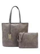 Shein Grey Distressed Tote With Crossbody Bag