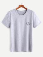 Shein Heather Grey Elephant Print T-shirt