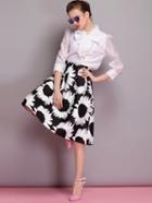 Shein White Bow Tie Neck 3/4 Sleeve Blouse